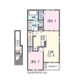 (仮)石田内里町アパート【2階】の間取り