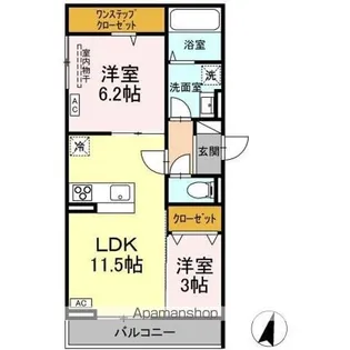 メラヴィリア昭和町【3階】の間取り