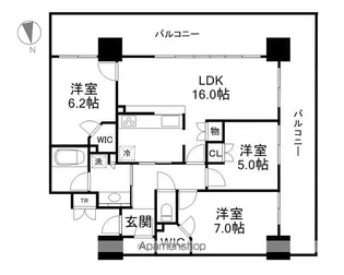 プラウドタワー大津【22階】の間取り