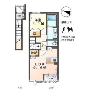 萩原町新築アパート【2階】の間取り