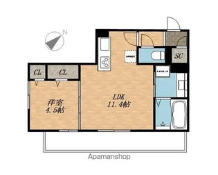 シャルール【203号室】の間取り