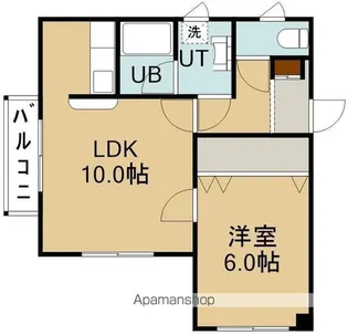 1LDKの間取り画像