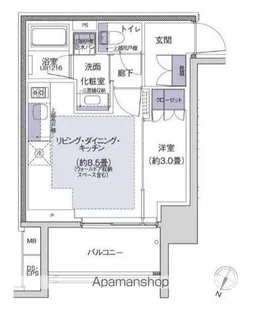 プラウド横浜阪東橋【8階】の間取り