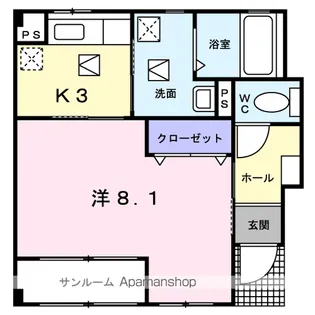 カーサセレッソ弐番館【1階】の間取り