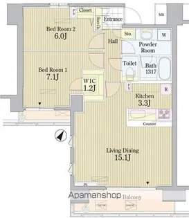プライムアーバン東中野コート【1階】の間取り