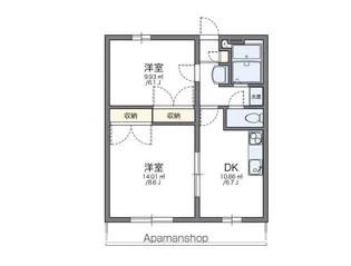 レオパレスヴィラ千塚【202号室】の間取り