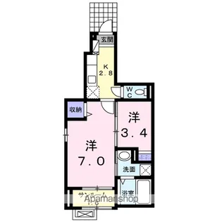フランセス高柳 Ⅱ【106号室】の間取り