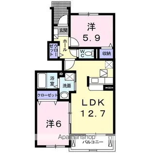 カーサ プラシードB【1階】の間取り