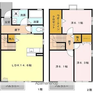 静岡県静岡市葵区瀬名4丁目【テラスハウス】の間取り