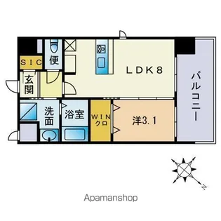 アクシオン高宮駅前グラシア【801号室】の間取り