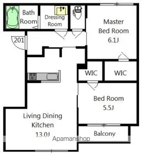 スリーエイトナインII【201号室】の間取り