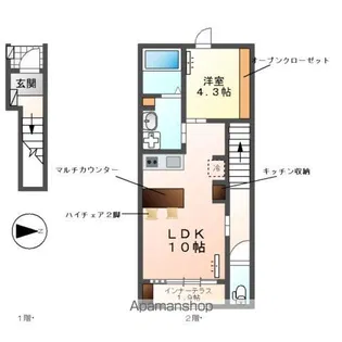 コーポ峯のハタ【2階】の間取り