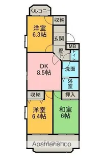 ヴァンベール新舞子【305号室】の間取り