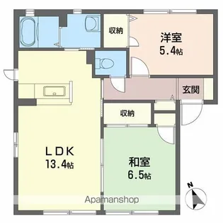 ラ・ネージュ Ⅱ番館【1階】の間取り
