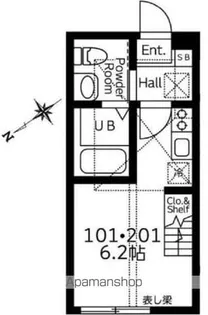 ハーミットクラブハウス井土ヶ谷Ⅲ A号棟【2階】の間取り