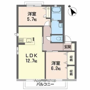 バリュージュ セントラル C棟【2階】の間取り