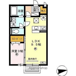 メゾンレーヴみのり B棟【1階】の間取り