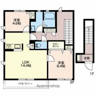 シャルール【A201号室】の間取り