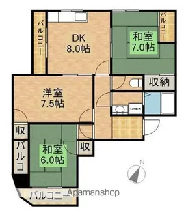 クィーンズコート鴨江【202号室】の間取り