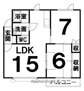 パークヒルズⅡ【201号室】の間取り