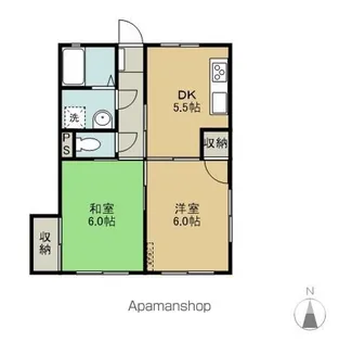 福島県会津若松市門田町大字中野字屋敷【アパート】の間取り