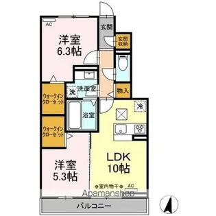 DーROOM能島【1階】の間取り