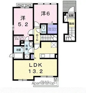 ラララK3 B【2階】の間取り