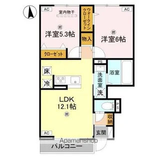 グランヴェール西ノ京【1階】の間取り