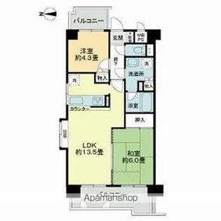 ライオンズマンション徳島富田橋【6階】の間取り