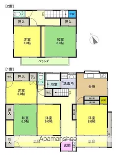 福島県いわき市小川町上小川字和具【一戸建】の間取り