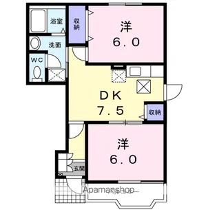 グレースアゼリアA【1階】の間取り