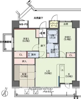 クラシオン小笹山手3棟【8階】の間取り