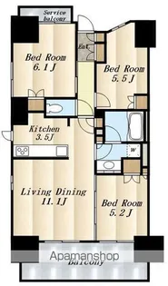トラープランド翠命館【6階】の間取り