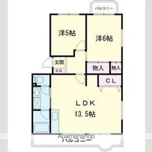 シャトーブラン村田Ⅰ【5階】の間取り