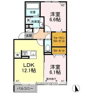 リーノフローラ B【2階】の間取り