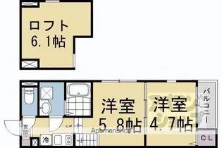 ハーモニーテラス深草東伊達町II【1階】の間取り