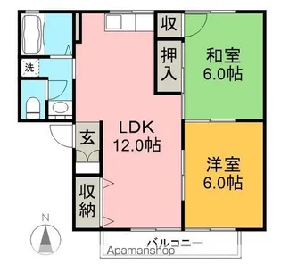 セジュール柿の木Ⅰ【2階】の間取り