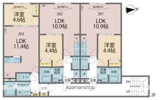 カインドネス八王子元横山町【203号室号室】の間取り