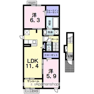カーサ・ボヌール【2階】の間取り