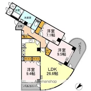 モニュメントスクウェア 弐番館【1階】の間取り