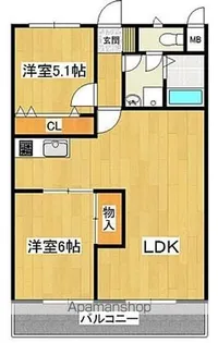 ニューライフ梅園第一【505号室】の間取り