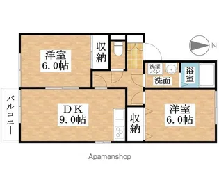コートビレジ北棟【107号室】の間取り