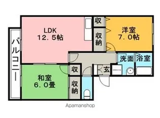 グランドール国分 A棟【206号室】の間取り