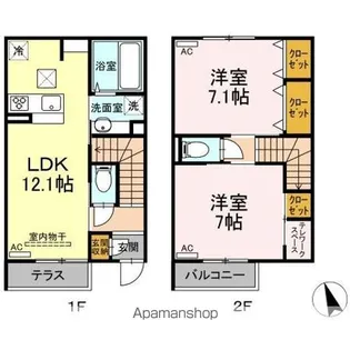 西臺 稀 上ノ臺(ニシダイマレウエノダイ)【1階】の間取り