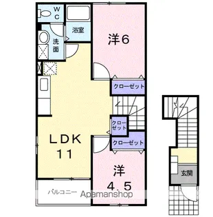 アヴェニール葉中【2階】の間取り