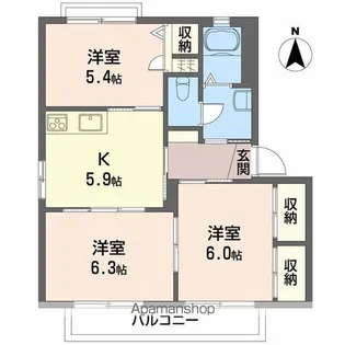 グランコート浅野 D棟【2階】の間取り