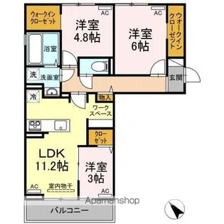 ラ・トゥール山城西 B棟【3階】の間取り