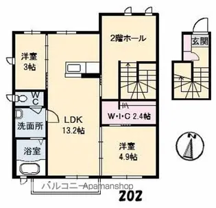 グランスィート田島 B棟【2階】の間取り