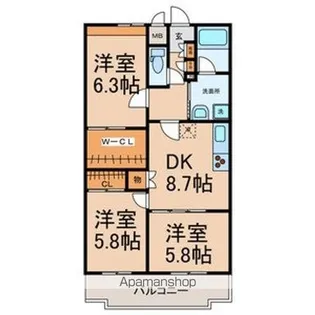 アムール・Uー2【2階】の間取り