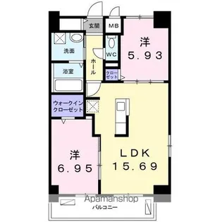 香川県高松市上福岡町【マンション】の間取り